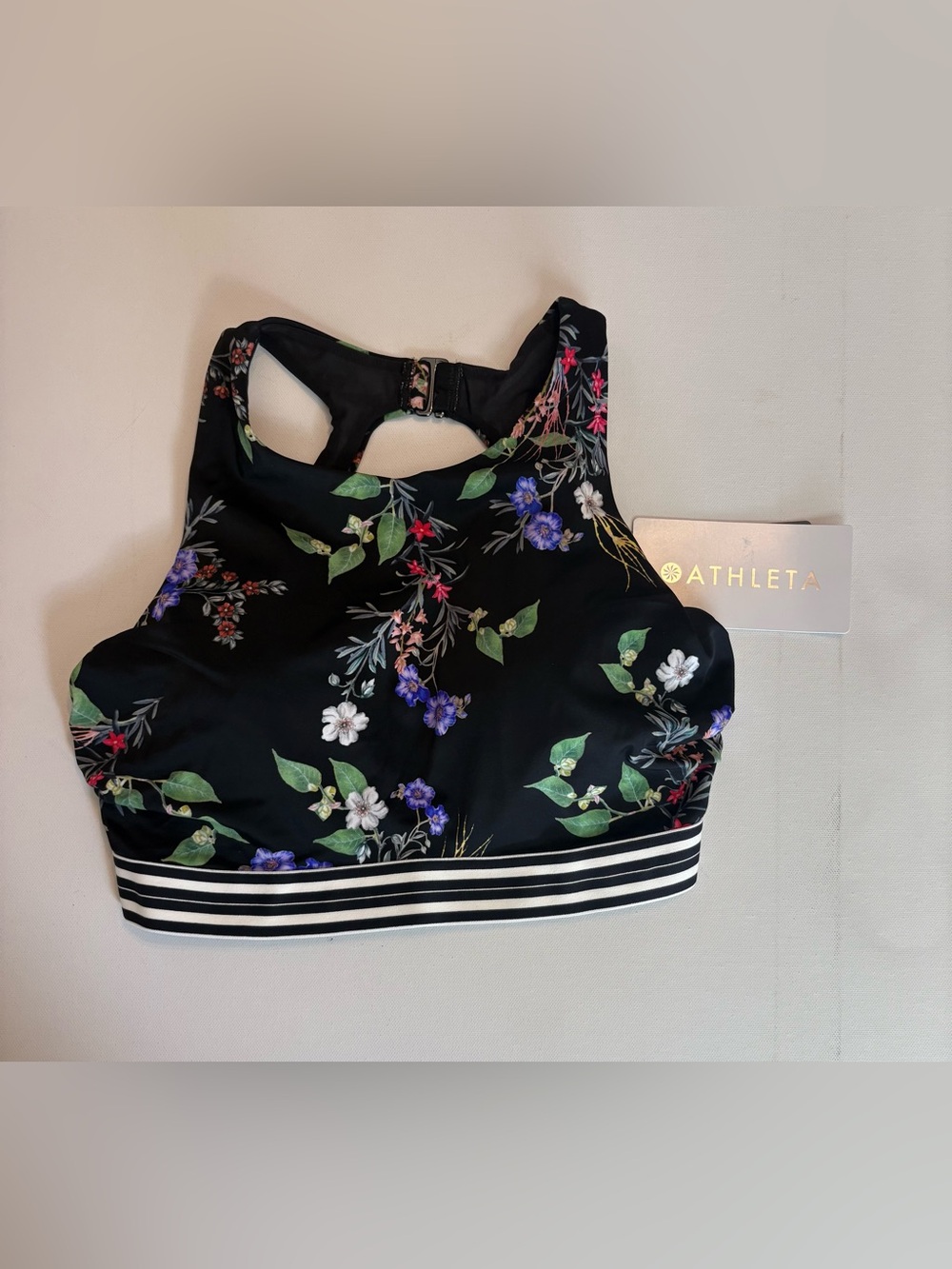NWT Athleta Gold Coast Floral High Neck Bikini Top Size 32D/DD